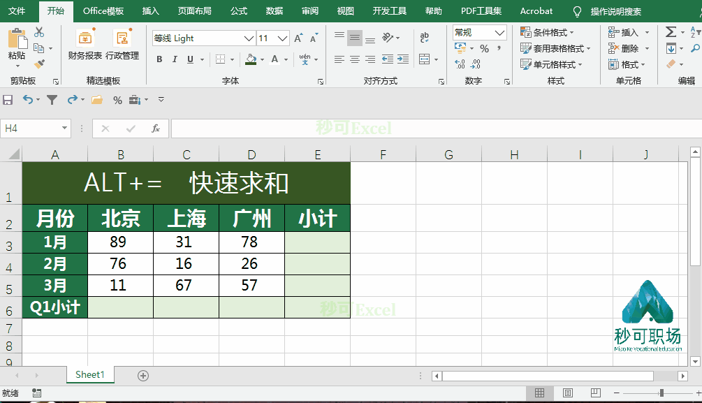 快速求和的快捷键，excel里这两个快捷键助你快速求和（掌握这Excel8个ALT快捷键技巧）