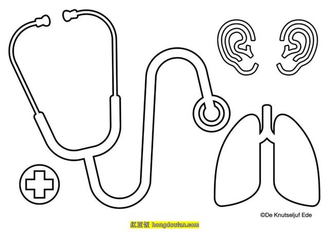 医院图片简笔画，医院的简笔画教程（12张病毒医院救护车纱布剪刀听诊器卡通简笔画）