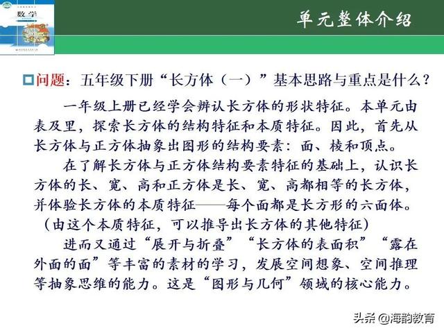 下的小学数学教材解读，“结构化视角”（海韵教育丨北师大版小学数学五年级）