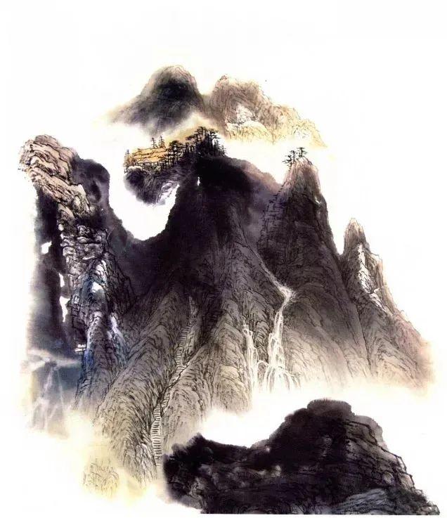国画山的画法步骤，山水画的山的画法步骤（《山随白云去无际图》画法示范）