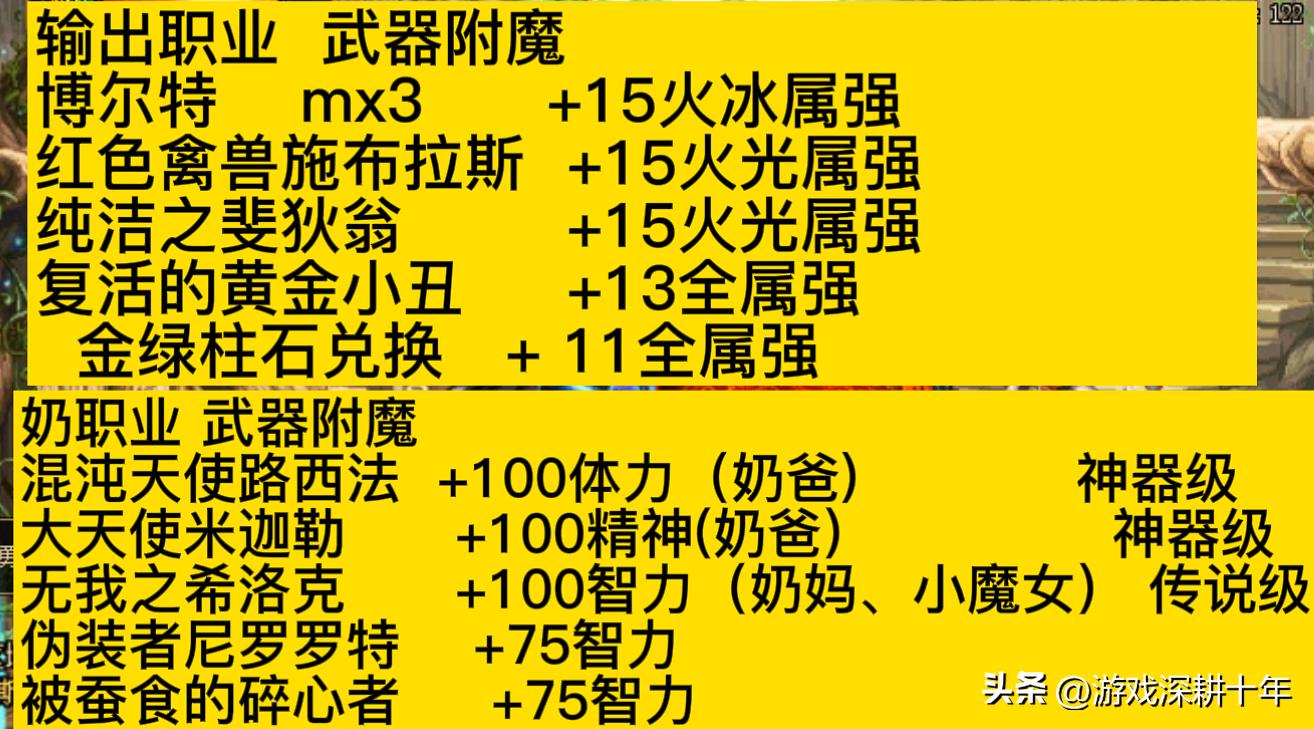 dnf110全职业顶级毕业附魔，dnf最新附魔推荐