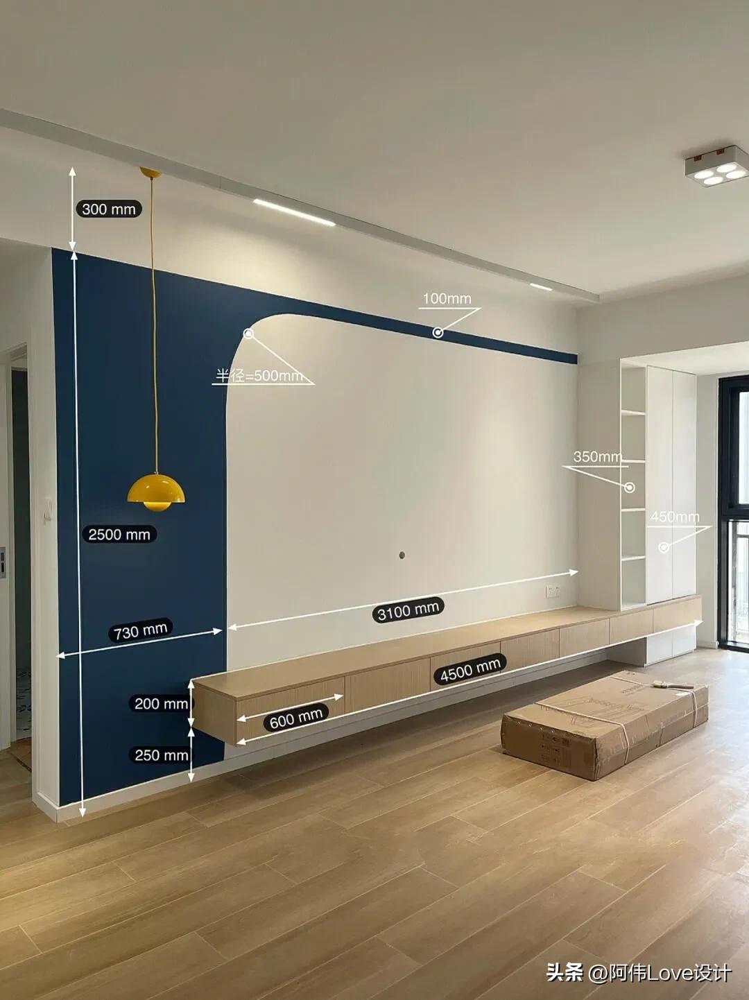 电视机标准尺寸一览表，电视机尺寸有哪些（30多款电视背景墙尺寸）