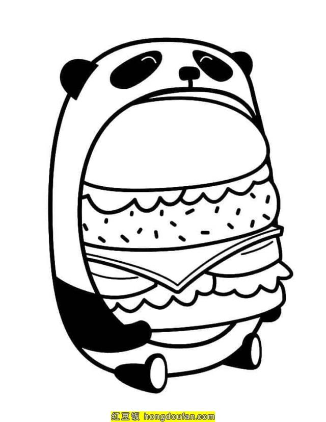 汉堡包的简笔画，汉堡简笔画怎么画（19张炸鸡汉堡薯条杯子蛋糕巧克力糖果卡通涂色简笔画）