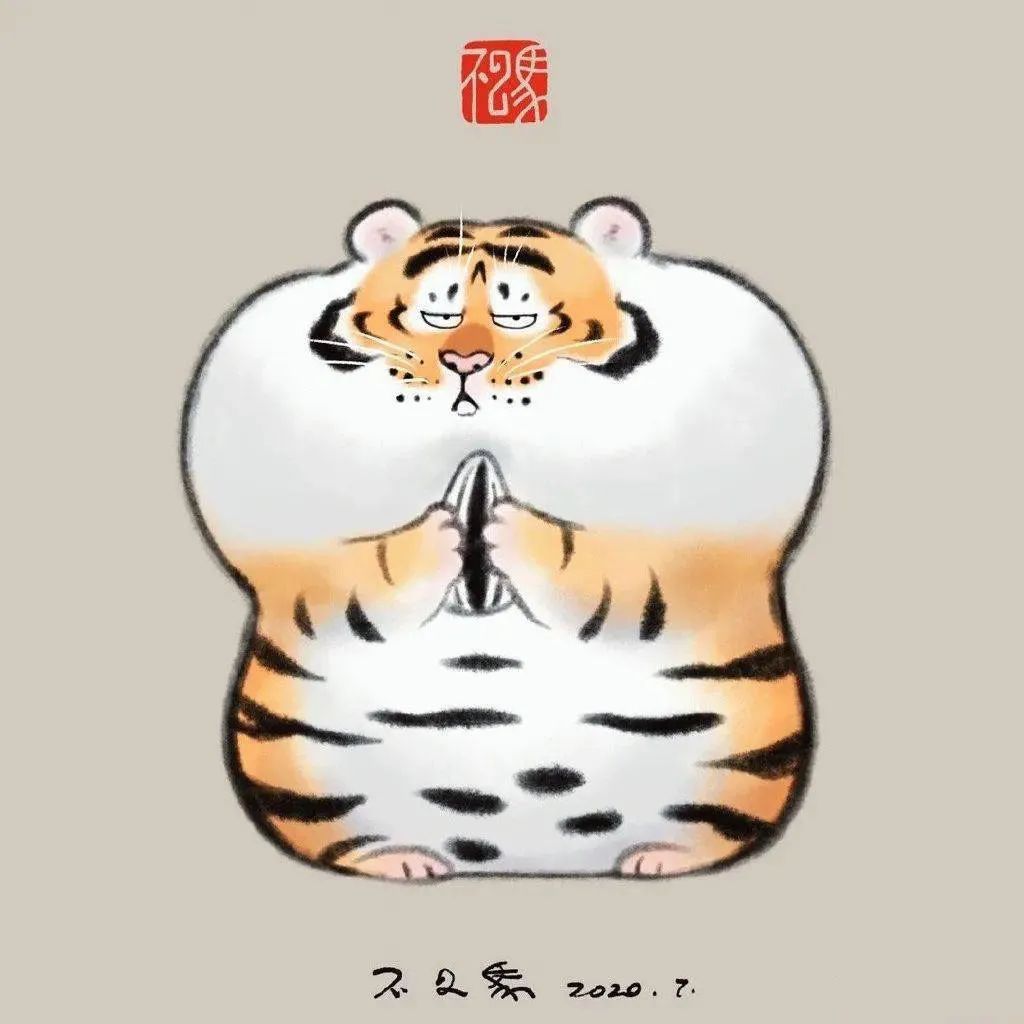 2022虎年新年简笔画,他把猛虎画成治愈人心灵的萌虎 - 以定网