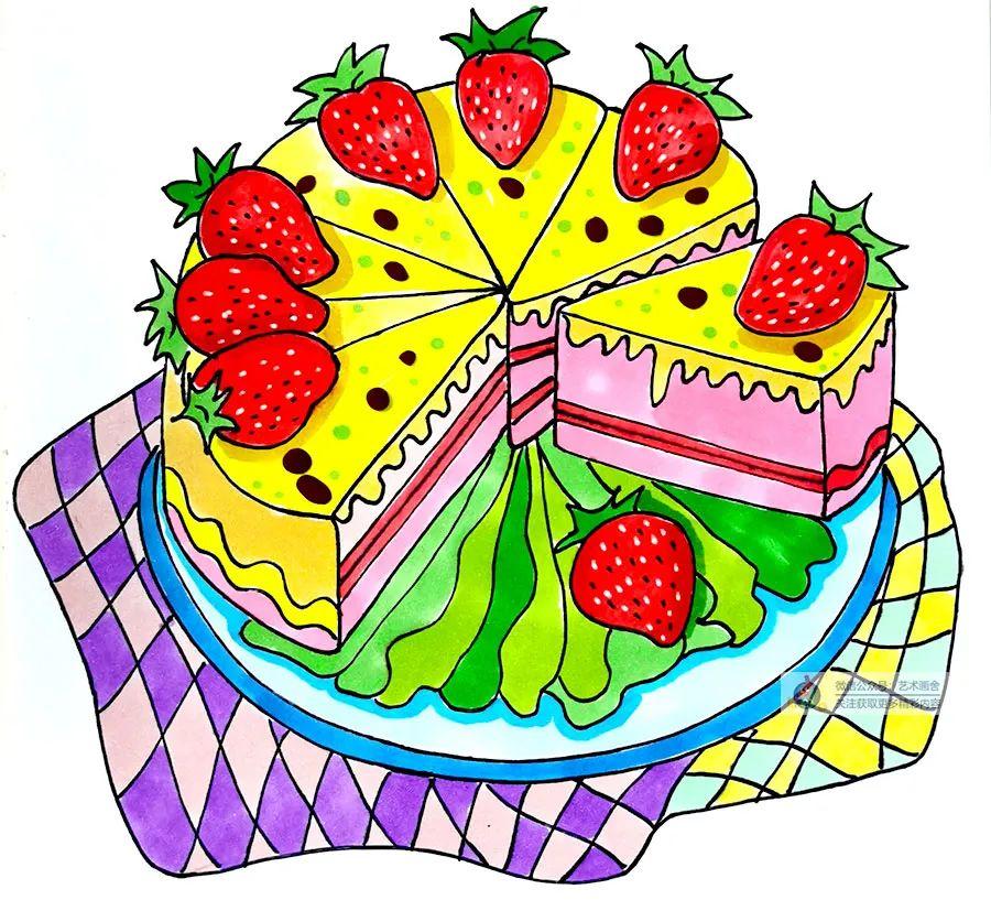 生日快乐简笔画,综合创意画美味的蛋糕! - 玉三网