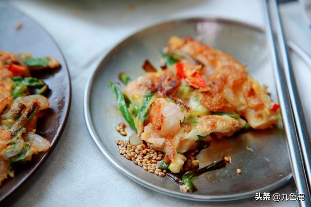 减脂版泡菜饼，韩式泡菜海鲜葱饼