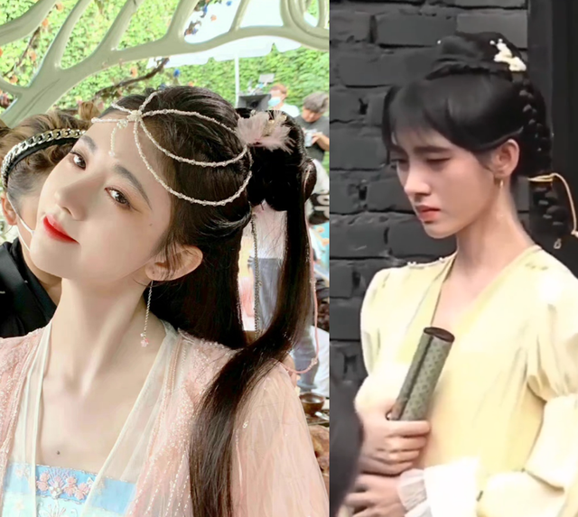 鞠婧祎花戎最新路透，鞠婧祎路透照：高鼻子大粗眉