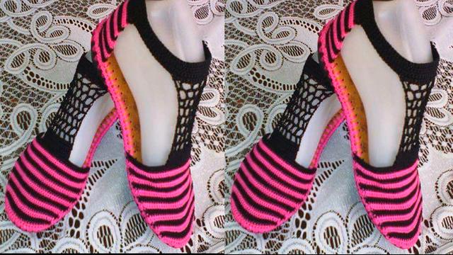 钩鞋子教程从头到尾纯色，像我这样手工钩编一双