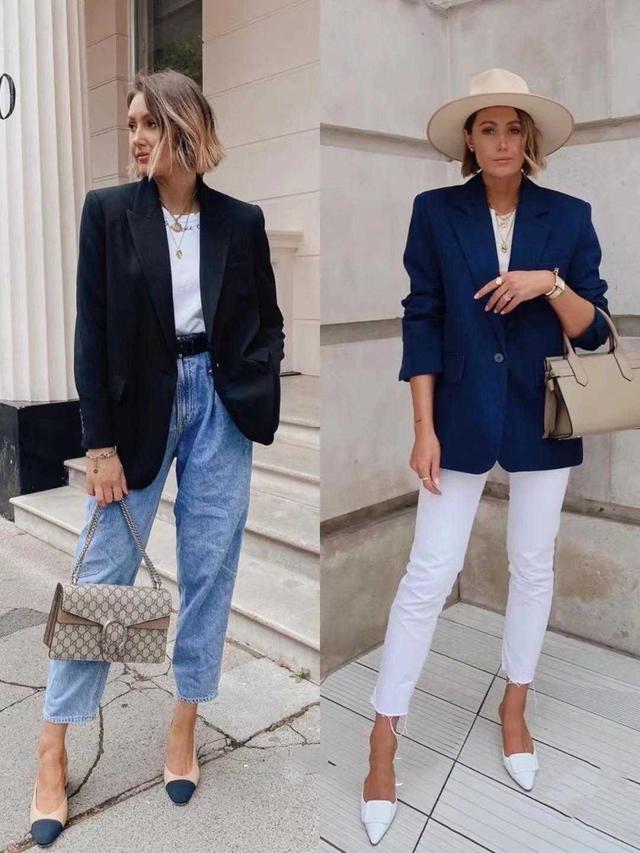 西服外套搭配什么裤子女，西装裤搭配什么外套女（西装+长裤更显气质又洋气）