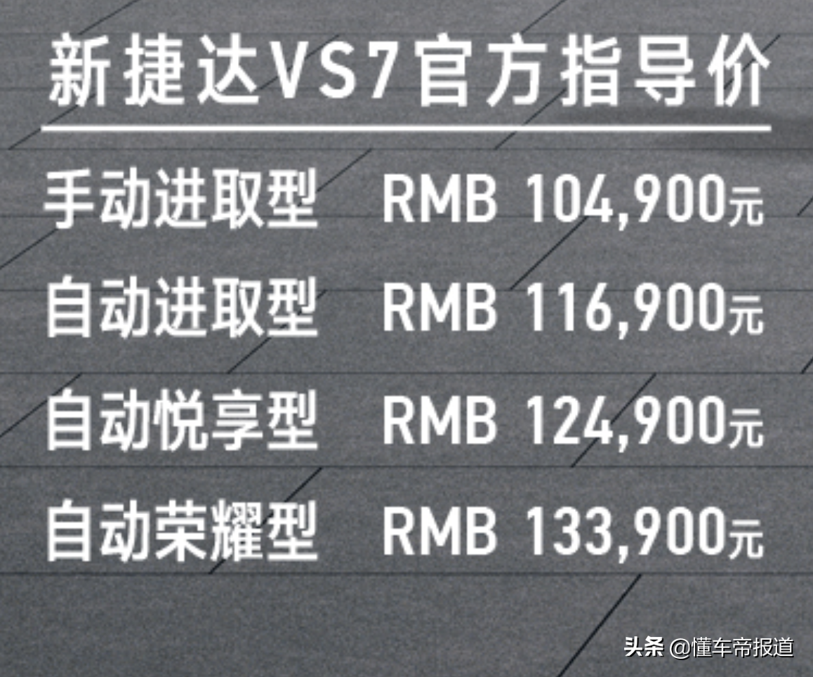 新款捷达多少钱-（新车 - 售10.49万元起，新款捷达VS7上市，增新车漆颜色，价格降低）
