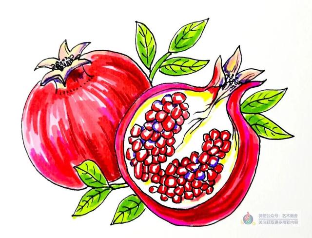 8一9岁适合学什么画，四五岁的孩子适合学什么画（综合创意画红彤彤的石榴）