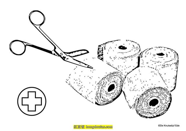 医院图片简笔画，医院的简笔画教程（12张病毒医院救护车纱布剪刀听诊器卡通简笔画）