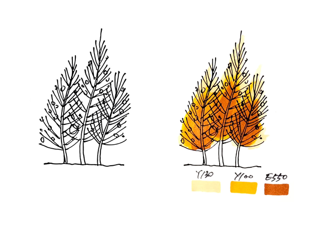 大树的画法简单又漂亮，简单大树的手绘画法（八种超简单背景树的画法+上色）