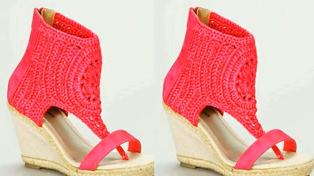 钩鞋子教程从头到尾纯色，像我这样手工钩编一双