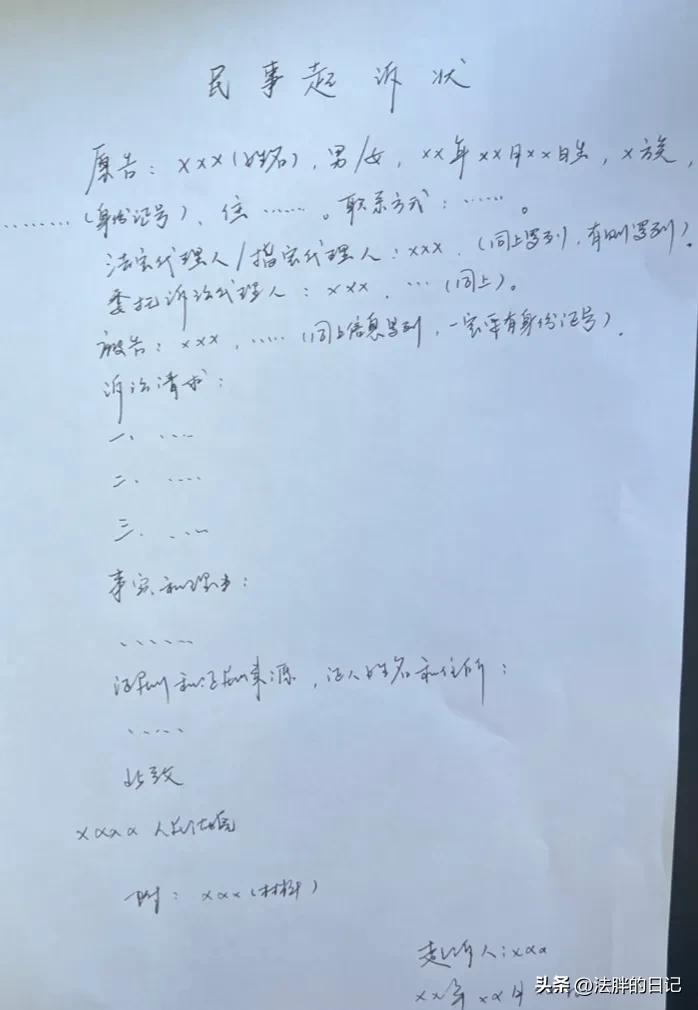 诉讼文书格式（民事起诉状）