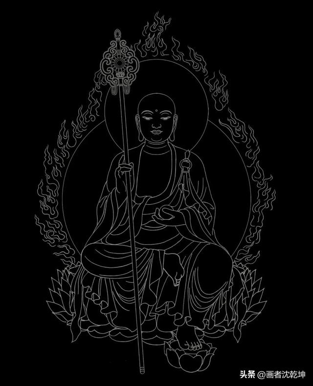 地藏王菩萨画像，地藏王佛造像（地藏菩萨圣像画稿10幅）