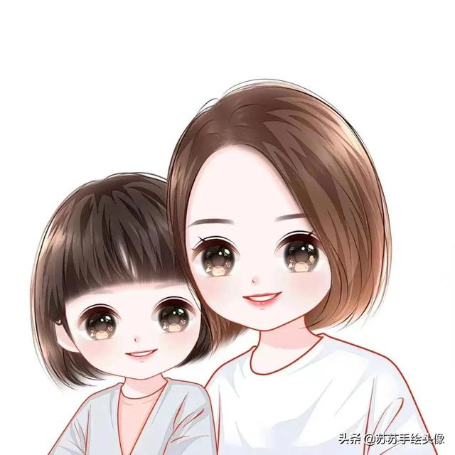 母亲节图片卡通，母亲节图片卡通人物（温馨幸福的亲子卡通头像）