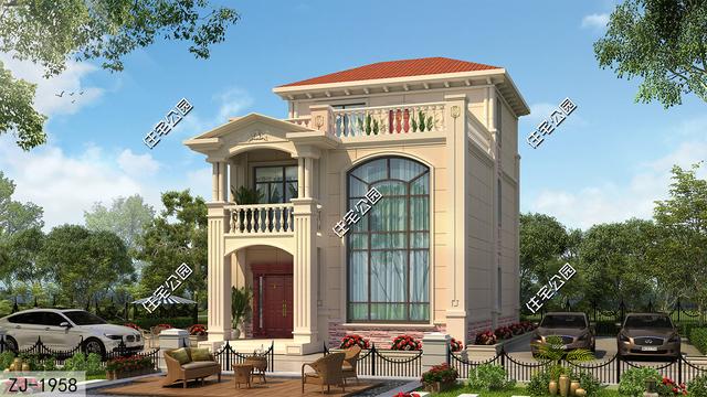 欧式别墅装修效果图，欧式别墅装修效果图_别墅装修技巧（小占地+挑空客厅+多套卫+大露台）