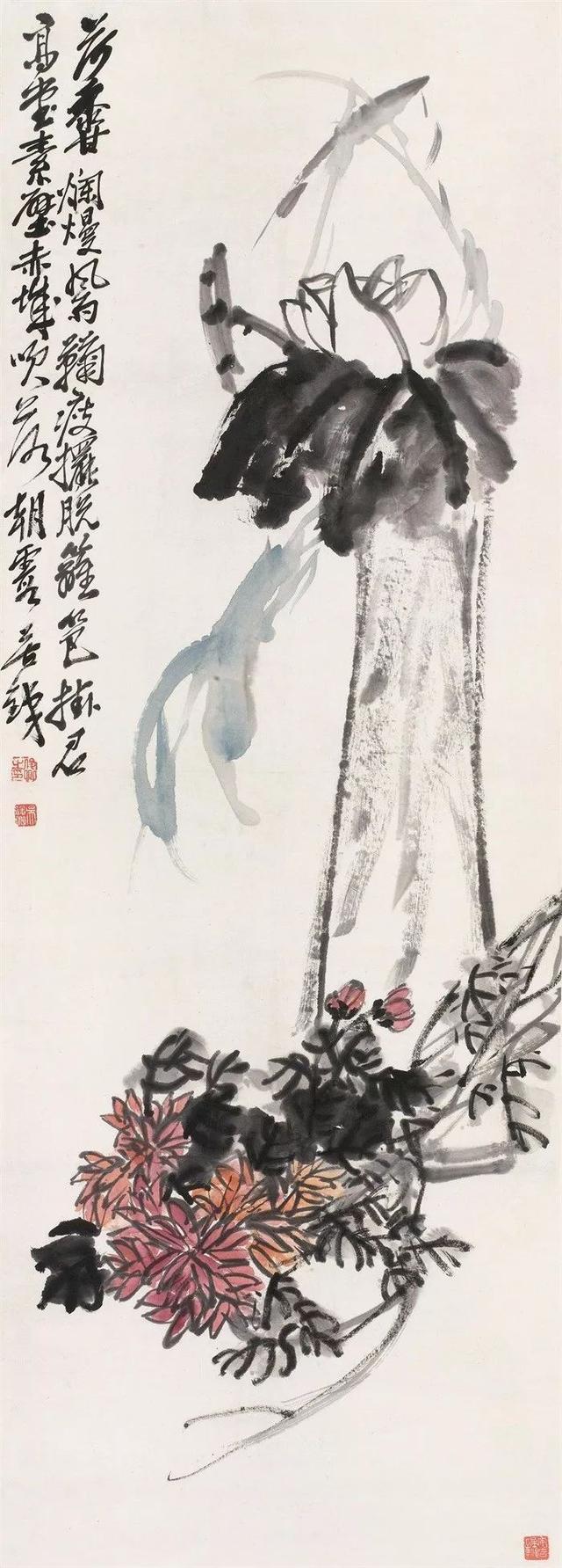 吴昌硕作品欣赏，吴昌硕晚年的花鸟册页欣赏（腕底风雷——吴昌硕书画200幅超高清合集）