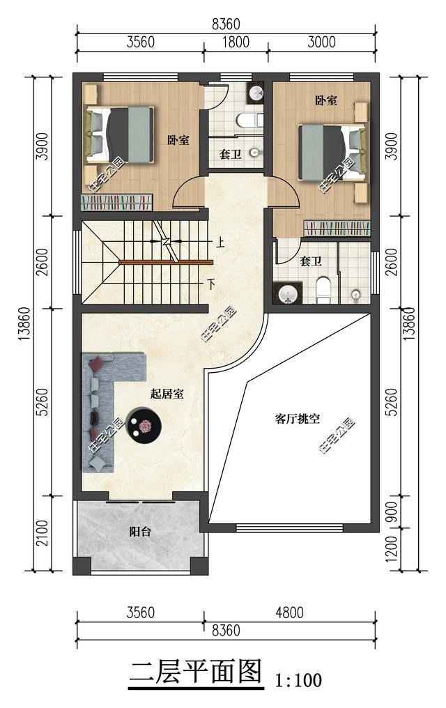 欧式别墅装修效果图，欧式别墅装修效果图_别墅装修技巧（小占地+挑空客厅+多套卫+大露台）