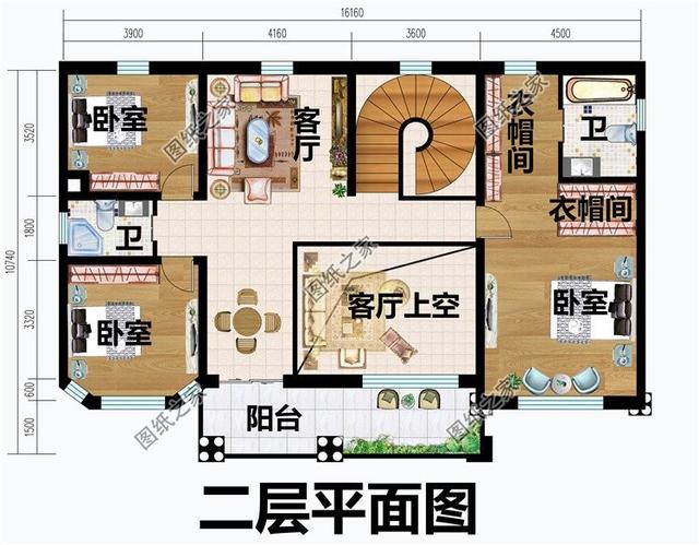 二层户型图二层户型:客厅上空,小客厅,卧室(带衣帽间,卫生间),卧室x2