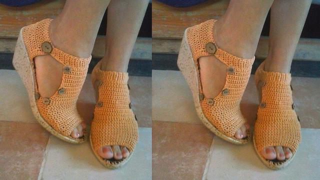 钩鞋子教程从头到尾纯色，像我这样手工钩编一双