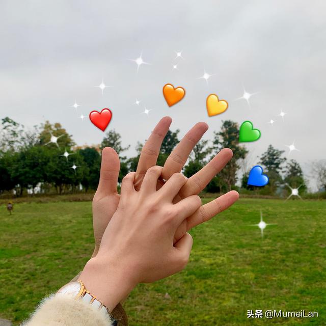 情侣拍照手势♡念七，微信头像，情侣拍照手势♡念七（真的好甜蜜好有创意啊）