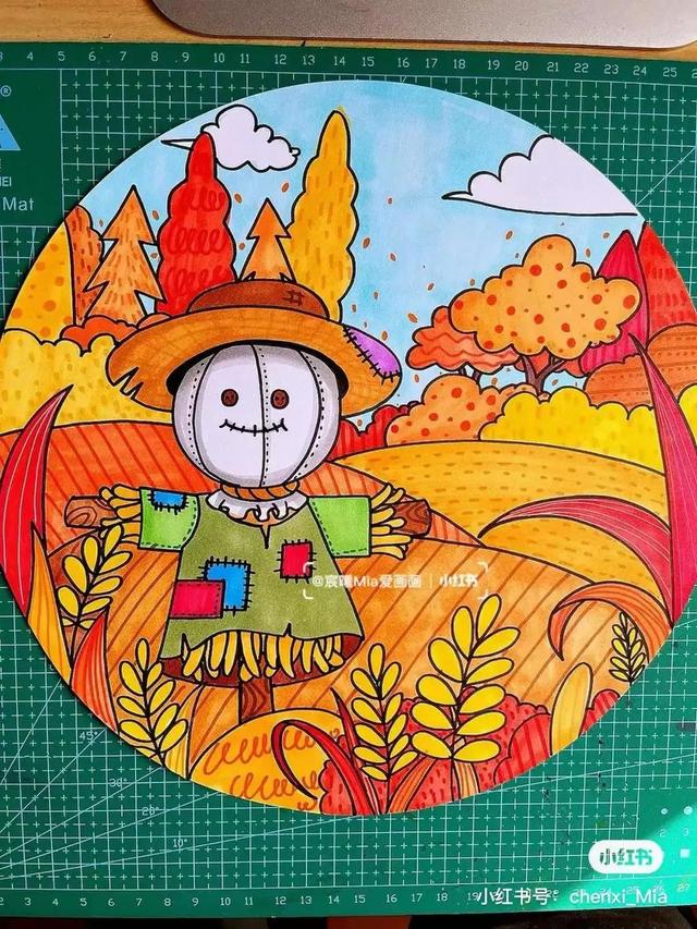 秋天最简单的画，简单秋天的简笔画方法（50张马克笔色彩丰富的秋天主题装饰画）