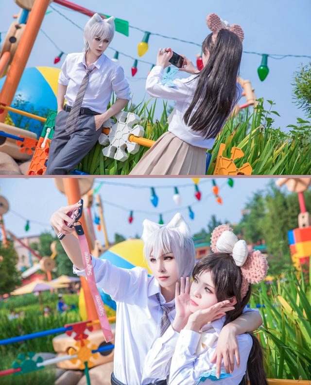 巴卫奈奈生情侣头像，元气少女缘结神巴卫奈奈生情头微信（《元气少女缘结神》巴卫×桃园奈奈生cosplay）