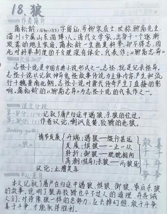 狼蒲松龄原文及翻译，狼蒲松龄原文翻译第二则（七年级语文上册十八课《狼》课文笔记）