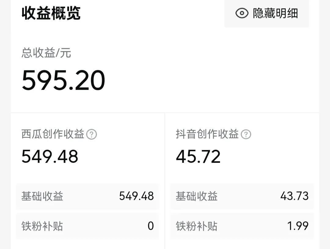 今日头条收益如何提升？我是如何从0.1元到595.2元的？