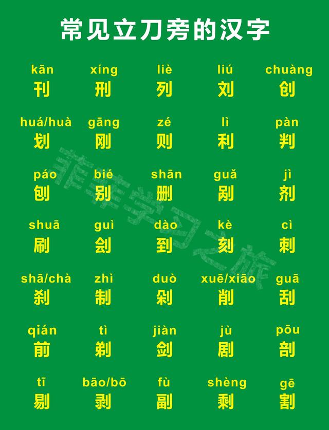 立刀旁标准写法，一年级偏旁部首立刀旁