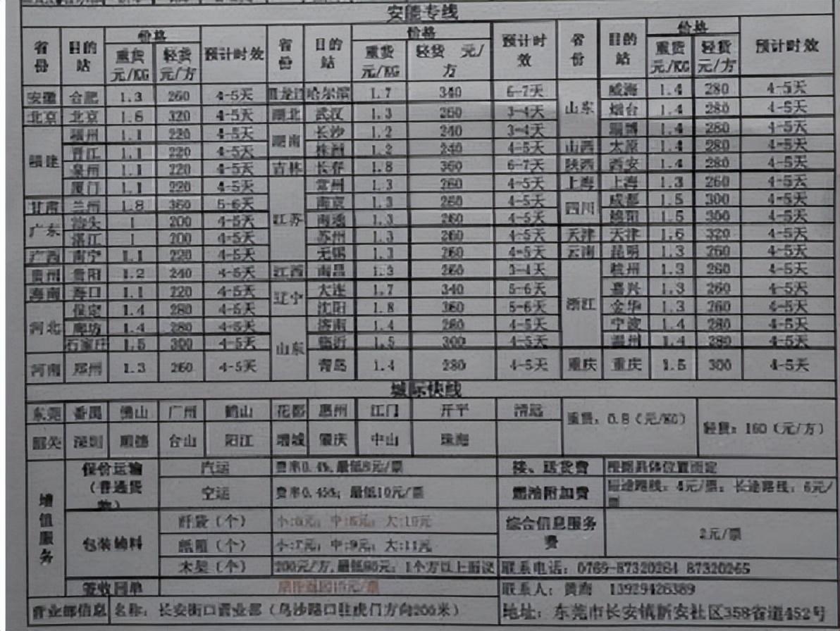 各个快递公司寄快递的收费标准表，寄大件的物流公司哪个会便宜一些