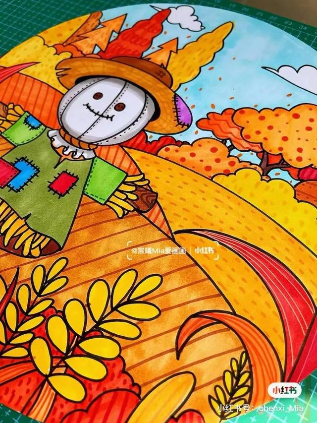 秋天最简单的画，简单秋天的简笔画方法（50张马克笔色彩丰富的秋天主题装饰画）