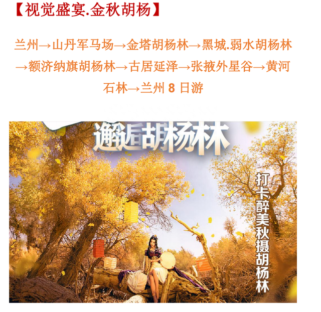 金秋额济纳最美胡杨林，骏马驰骋，丹霞奇特，石窟鼻祖等景候奇观