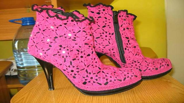 钩鞋子教程从头到尾纯色，像我这样手工钩编一双