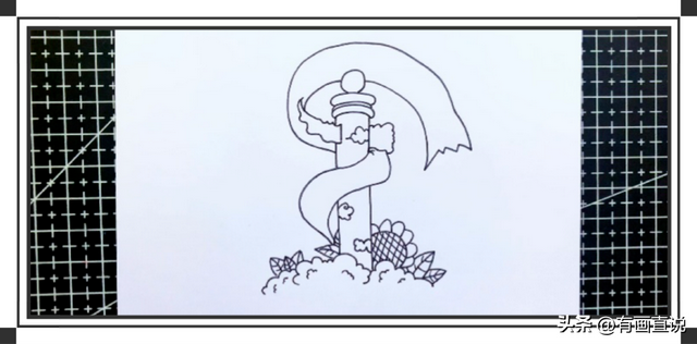 国庆节主题绘画简易画，彩色线描简笔画风格