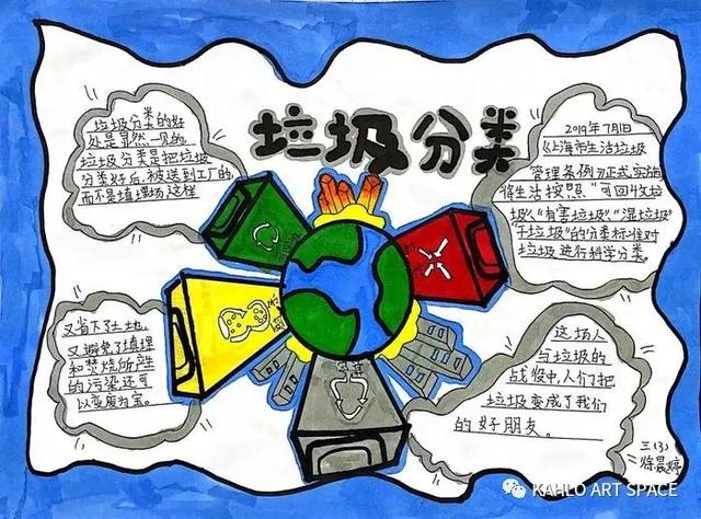 垃圾分类海报手绘，宣传海报手绘小学生垃圾分类（爱护环境题材的手抄报）