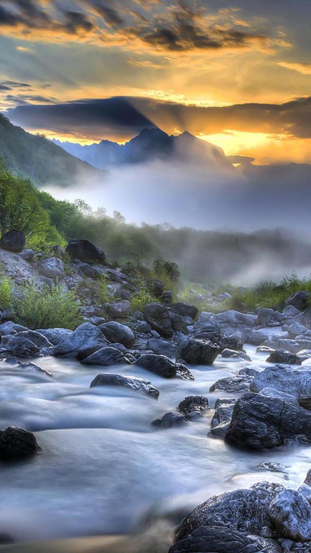 高山流水景色高清照片图片