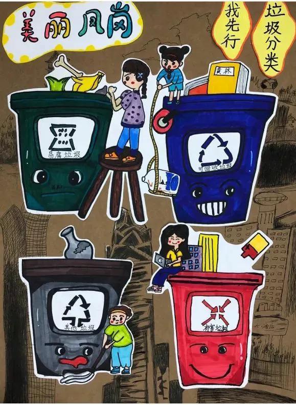 垃圾分类宣传画儿童画，垃圾分类宣传绘画简单（2022最新垃圾分类手抄报+环保儿童画）