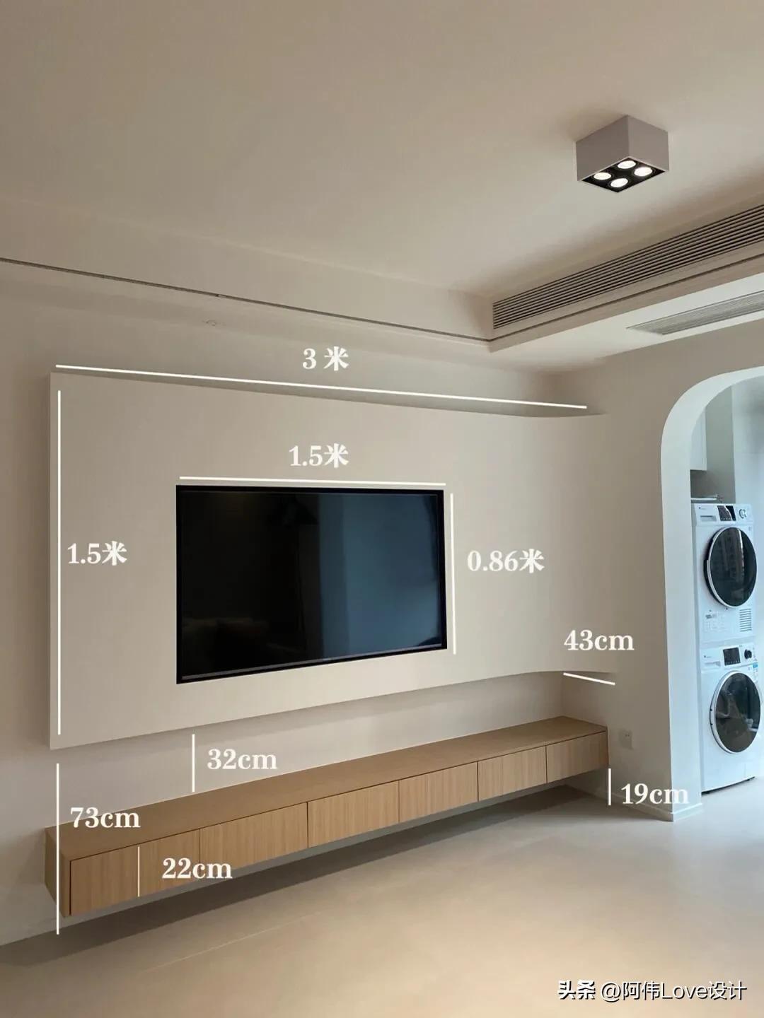 电视机标准尺寸一览表，电视机尺寸有哪些（30多款电视背景墙尺寸）