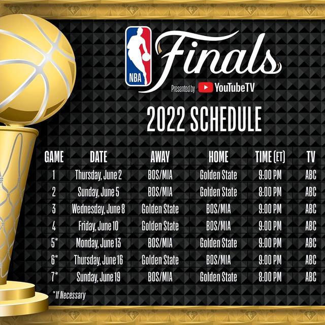 总决赛nba赛程安排，2022nba总决赛赛程表（NBA官方正式公布总决赛赛程）