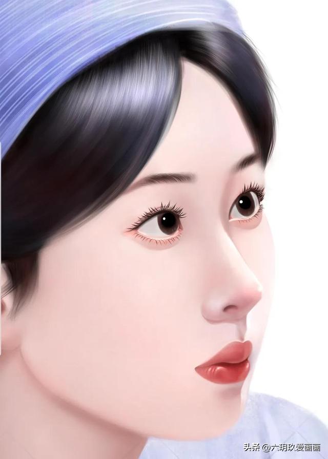 杨紫蓝色星空头像，手绘美女头像～杨紫