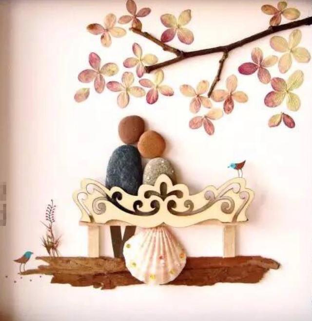 有趣的鹅卵石画，有趣的鹅卵石画图片（一组关于爱情的鹅卵石创意拼画）