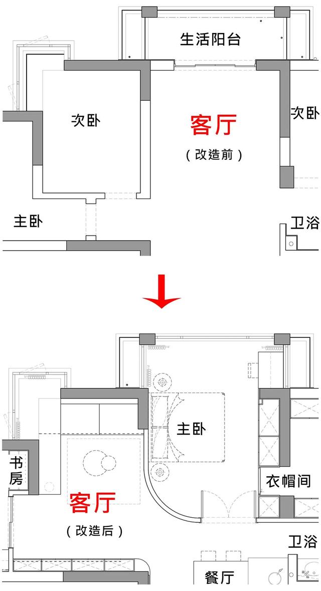 客厅做隔断改小卧室图片，客厅怎么隔断做个卧室效果图（杭州105㎡单身宅爆改）