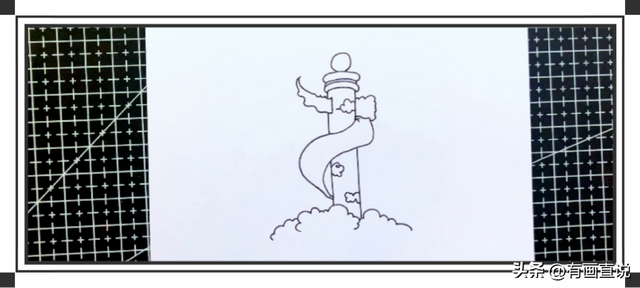 国庆节主题绘画简易画，彩色线描简笔画风格
