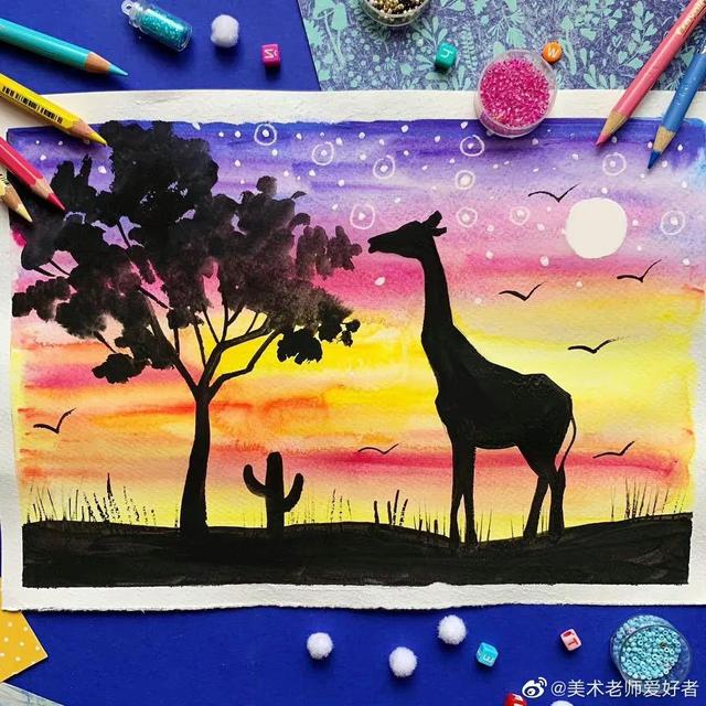 7-12岁儿童手工画，童真动物绘