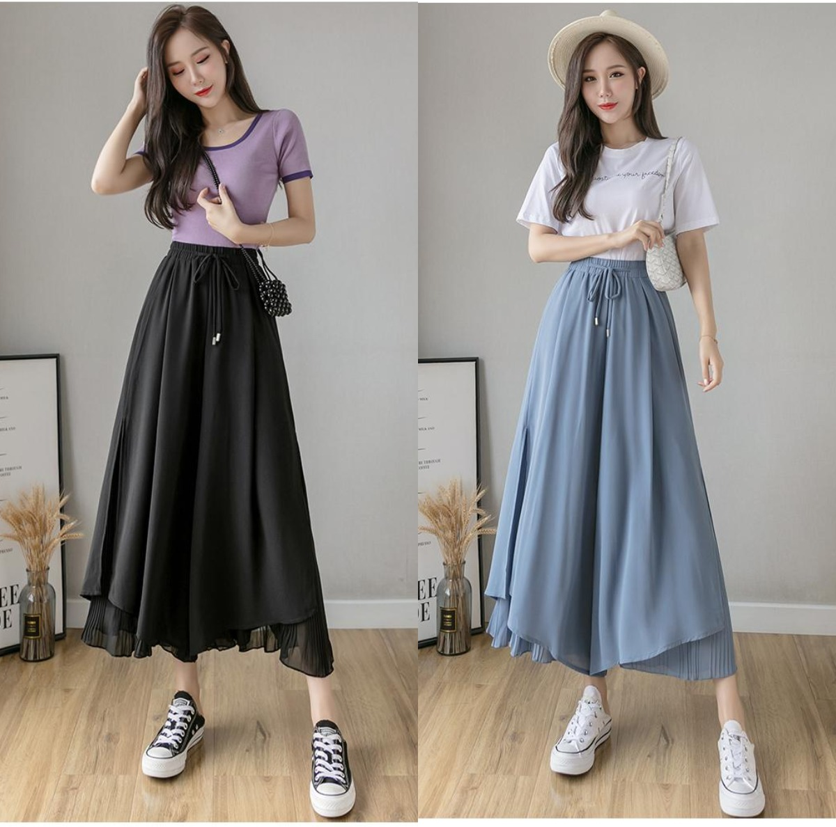 阔腿裤裤子搭配什么衣服好看，阔腿裤搭配什么衣服最好看（都可以穿“阔腿裤+平底鞋”）