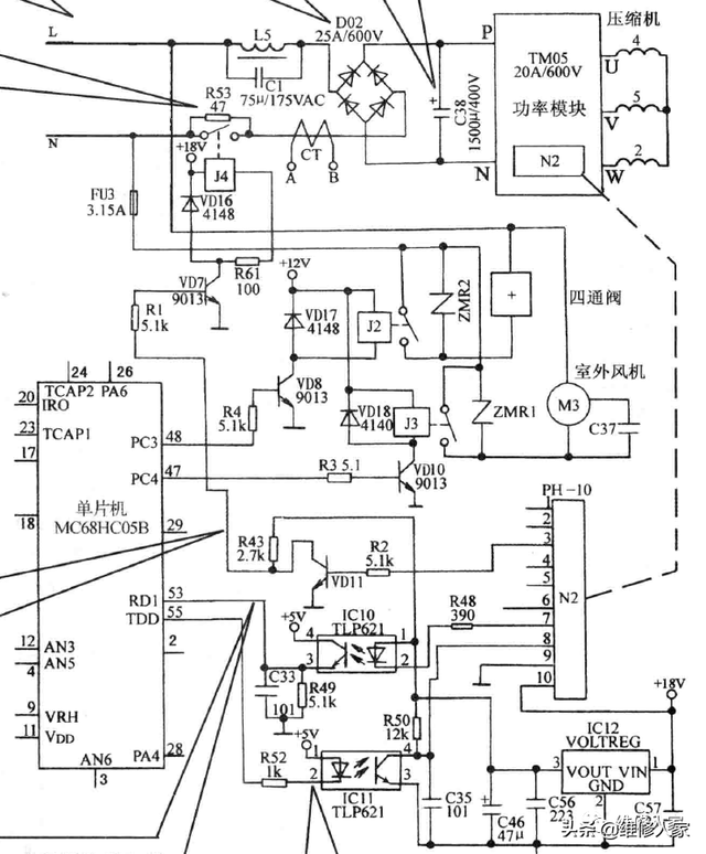 变频器空调工作原理讲解，美的变频空调电气系统原理