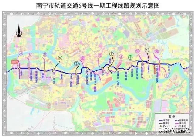 南宁市地铁交通线路图，南宁地铁全程线路图（南宁地铁6号线确认开建）